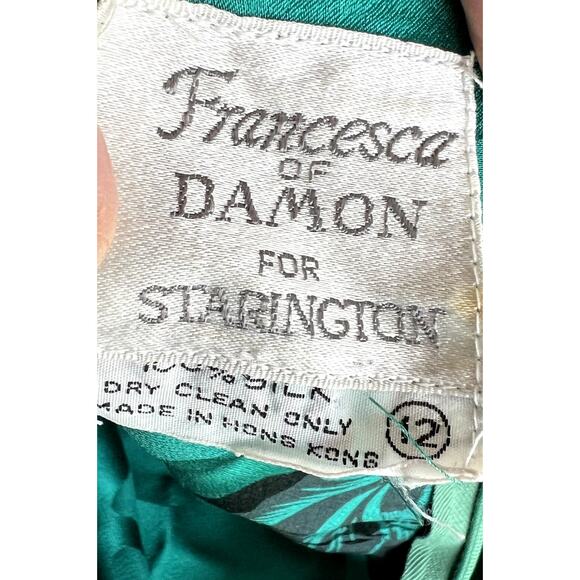 Francesca of Damon for Starington Dress Women 12 Green Silk Party VTG 70s 80s - Picture 3 of 12